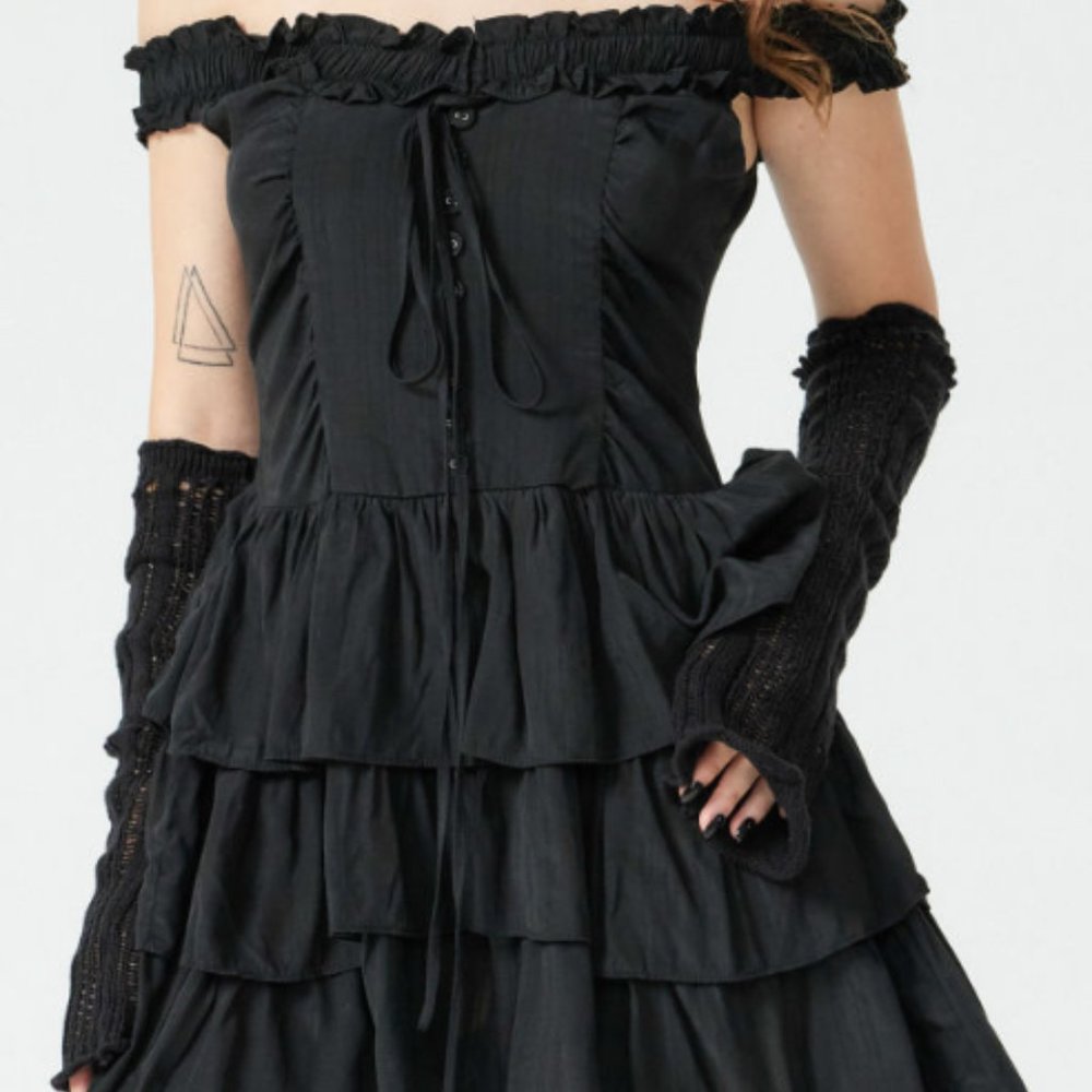 Solid Ruffle Layered Corset Dress